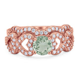 Two Piece Round Natural Stone Art Deco Ring