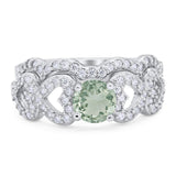 Two Piece Round Natural Stone Art Deco Ring