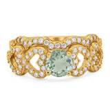 Two Piece Round Natural Stone Art Deco Ring