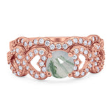 Two Piece Round Natural Stone Art Deco Ring
