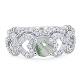 Two Piece Round Natural Stone Art Deco Ring