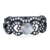 Two Piece Round Natural Stone Art Deco Ring