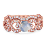 Two Piece Round Natural Stone Art Deco Ring