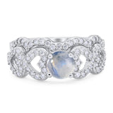 Two Piece Round Natural Stone Art Deco Ring