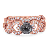 Two Piece Round Natural Stone Art Deco Ring