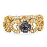 Two Piece Round Natural Stone Art Deco Ring