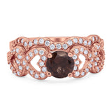 Two Piece Round Natural Stone Art Deco Ring