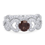 Two Piece Round Natural Stone Art Deco Ring