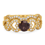 Two Piece Round Natural Stone Art Deco Ring