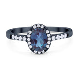 Art Deco Oval Natural Stone Wedding Ring