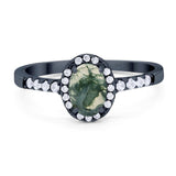 Art Deco Oval Natural Stone Wedding Ring