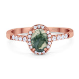 Art Deco Oval Natural Stone Wedding Ring