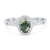Art Deco Oval Natural Stone Wedding Ring