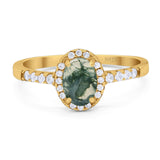Art Deco Oval Natural Stone Wedding Ring