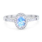 Oval Natural Moonstone Art Deco Ring 925 Sterling Silver