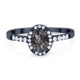 Art Deco Oval Natural Stone Wedding Ring