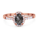 Art Deco Oval Natural Stone Wedding Ring