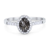 Art Deco Oval Natural Stone Wedding Ring