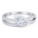 Oval Moissanite Split Shank Twisted Ring 925 Sterling Silver