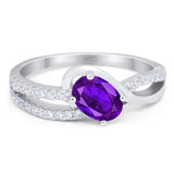 Oval Natural Stone Split Shank Ring