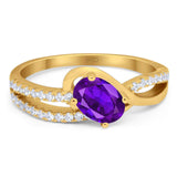 Oval Natural Stone Split Shank Ring