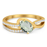 Oval Natural Stone Split Shank Ring
