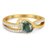 Oval Natural Stone Split Shank Ring