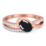 Oval Natural Stone Split Shank Ring
