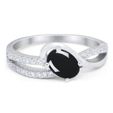 Oval Natural Stone Split Shank Ring