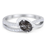 Oval Natural Stone Split Shank Ring