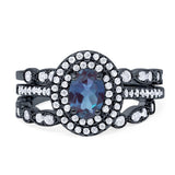 Three Piece Oval Natural Stone Bridal Ring