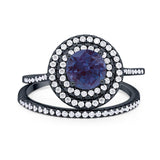 Two Piece Round Natural Stone Bridal Ring