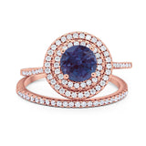 Two Piece Round Natural Stone Bridal Ring