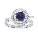 Two Piece Round Natural Stone Bridal Ring