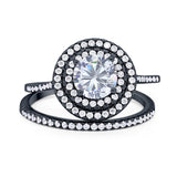 Two Piece Round Natural Stone Bridal Ring
