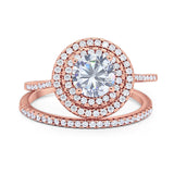 Two Piece Round Natural Stone Bridal Ring