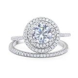 Two Piece Round Natural Stone Bridal Ring