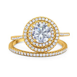Two Piece Round Natural Stone Bridal Ring