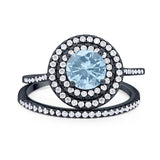Two Piece Round Natural Stone Bridal Ring
