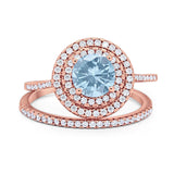 Two Piece Round Natural Stone Bridal Ring
