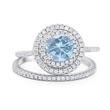 Two Piece Round Natural Stone Bridal Ring