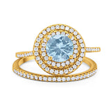 Two Piece Round Natural Stone Bridal Ring