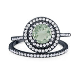Two Piece Round Natural Stone Bridal Ring