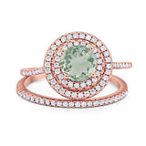 Two Piece Round Natural Stone Bridal Ring