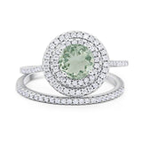 Two Piece Round Natural Stone Bridal Ring