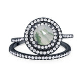 Two Piece Round Natural Stone Bridal Ring
