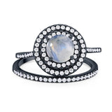 Two Piece Round Natural Stone Bridal Ring