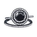 Two Piece Round Natural Stone Bridal Ring