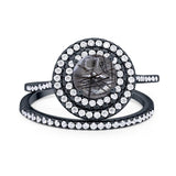 Two Piece Round Natural Stone Bridal Ring