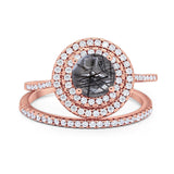 Two Piece Round Natural Stone Bridal Ring